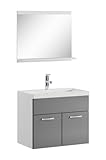 badezimmer badmoebel montreal 02 weiss mit grau 60cm waschbecken unterschrank waschtisch spiegel moebel