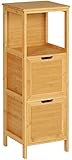 viagdo badezimmerschrank bambus mit 2 schubladen und offenen faechern badkommode badschrank eckschrank medizinschrank beistellschrank fuer badezimmer wohnzimmer kueche 30 x 30 x 89cm