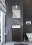 badselekt badezimmermoebel set 3 teilig anthrazit grau gaestebad set mit unterschrank waschbecken kleinem spiegel mit led beleuchtung ideal fuer kleine und schmale toilette mit waschplatz
