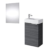 planetmoebel waschtischunterschrank mit spiegel badmoebel set 40cm fuer badezimmer gaeste wc anthrazit