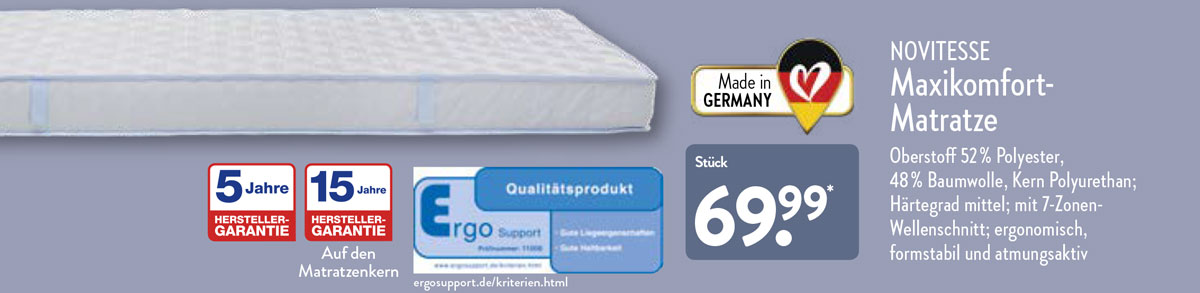 ALDI Matratze 90 und 100x200 im September 2025/2026