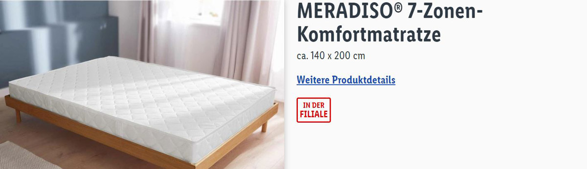 Lidl Matratze Meradiso 7-Zonen im Januar 2025/2026