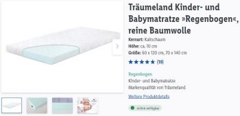 Träumeland Kinder- und Babymatratze Lidl Onlineangebot 2025/2026