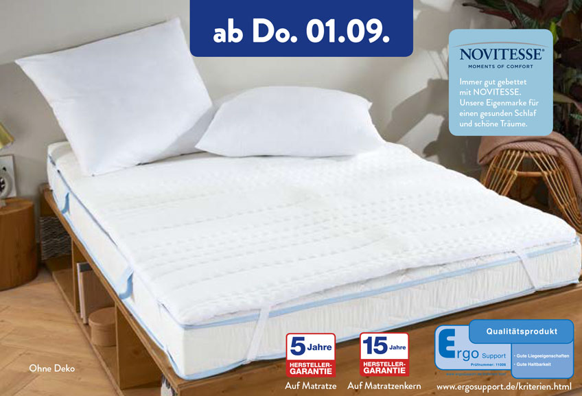 ALDI Matratzen im Test & Preisvergleich: Novitesse & Dormia