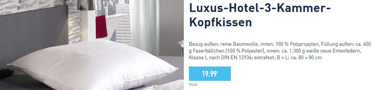aldi luxus hotel 3 kammer kopfkissen im August /  september 2025/2026
