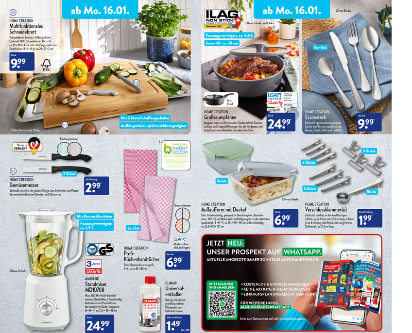 ALDI-Angebote für die Küche ab 16. Januar 2023