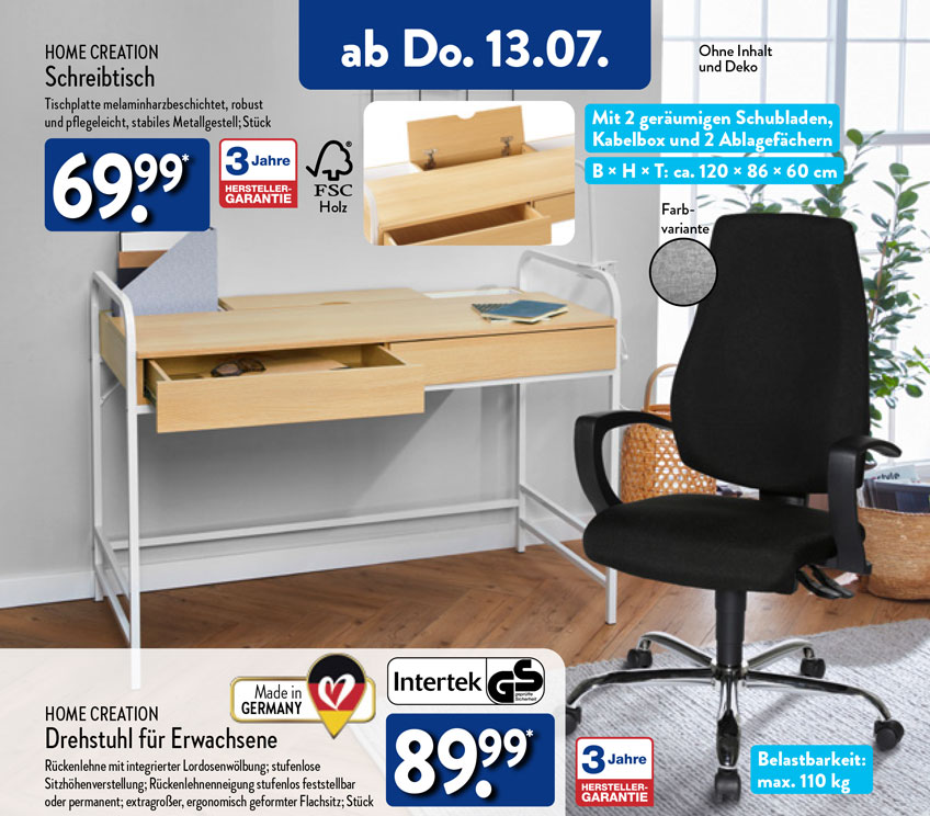 HOME Creation Schreibtisch: Jetzt bei ALDI Nord für nur noch 69,99 € weniger!