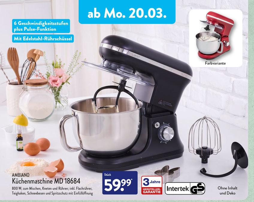 ALDI Nord Küchenmaschine MD18684 ab 20. März 2023
