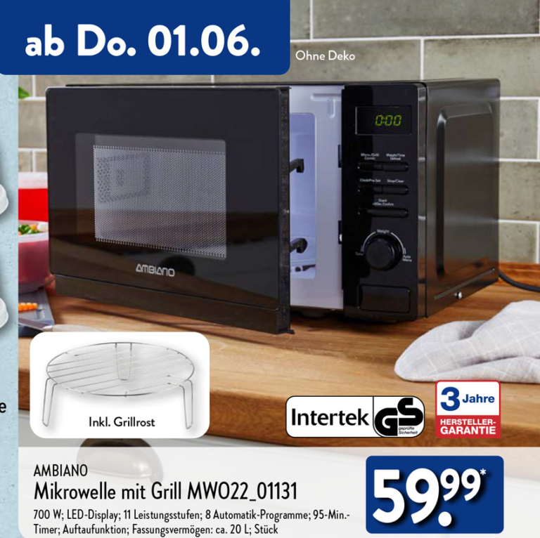 Mikrowelle mit Grill von AMBIANO bei ALDI Nord ab 14. August 🍕