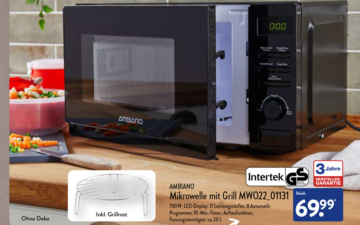 Mikrowelle mit Grill von AMBIANO bei ALDI Nord ab 14. August 🍕