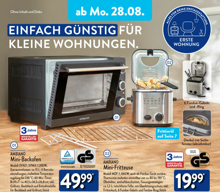 AMBIANO MiniBackofen im ALDI Nord ab 28.08.2023 für 49,99