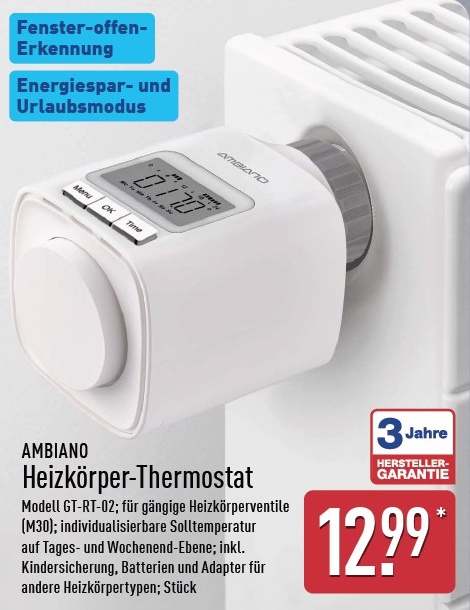 AMBIANO Heizkörper-Thermostat ab 24.09.2026 für 12,99 € bei ALDI