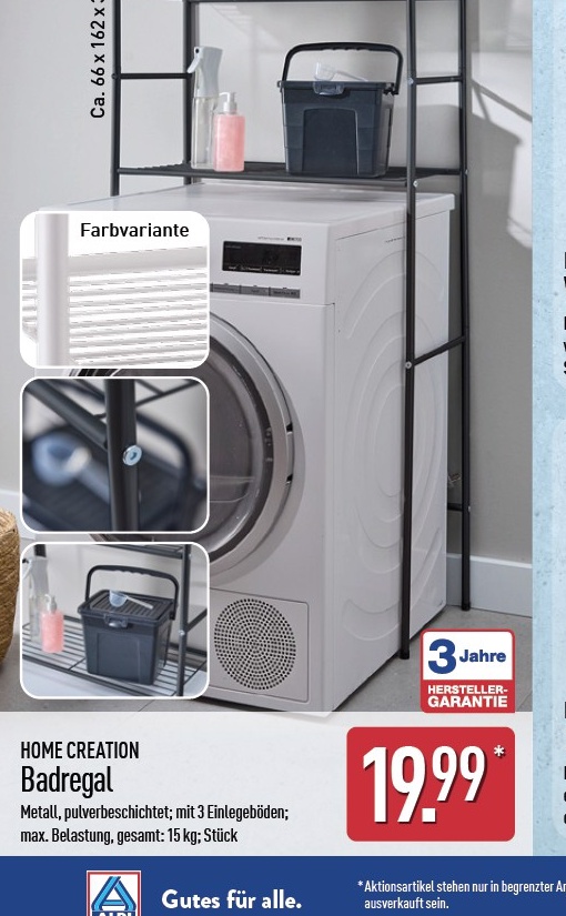 HOME CREATION Badregal ab 01.10.2026 für 19,99 € bei ALDI
