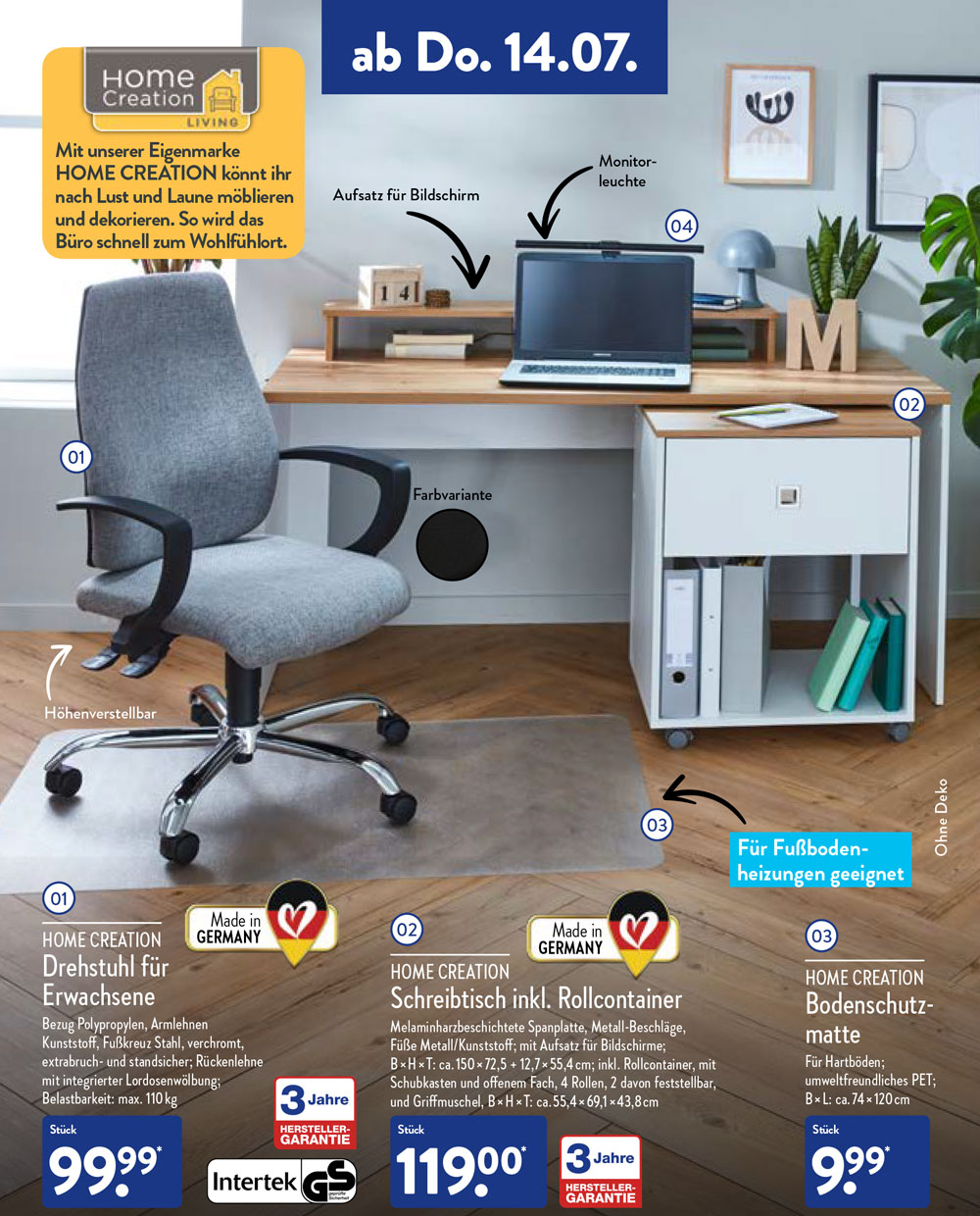 ALDI Schreibtisch ab 11.1.2024 von HOME CREATION