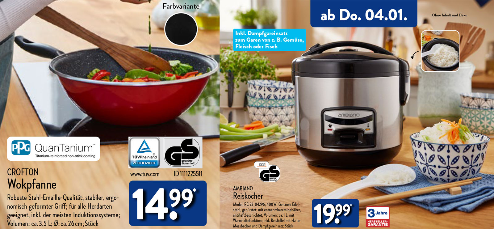 ALDI Reiskocher und Wokpfanne