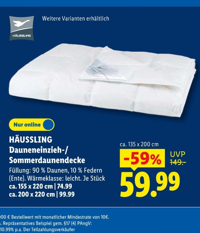 HÄUSSLING Daunendecke Angebot ab Montag, dem 21. September 2026