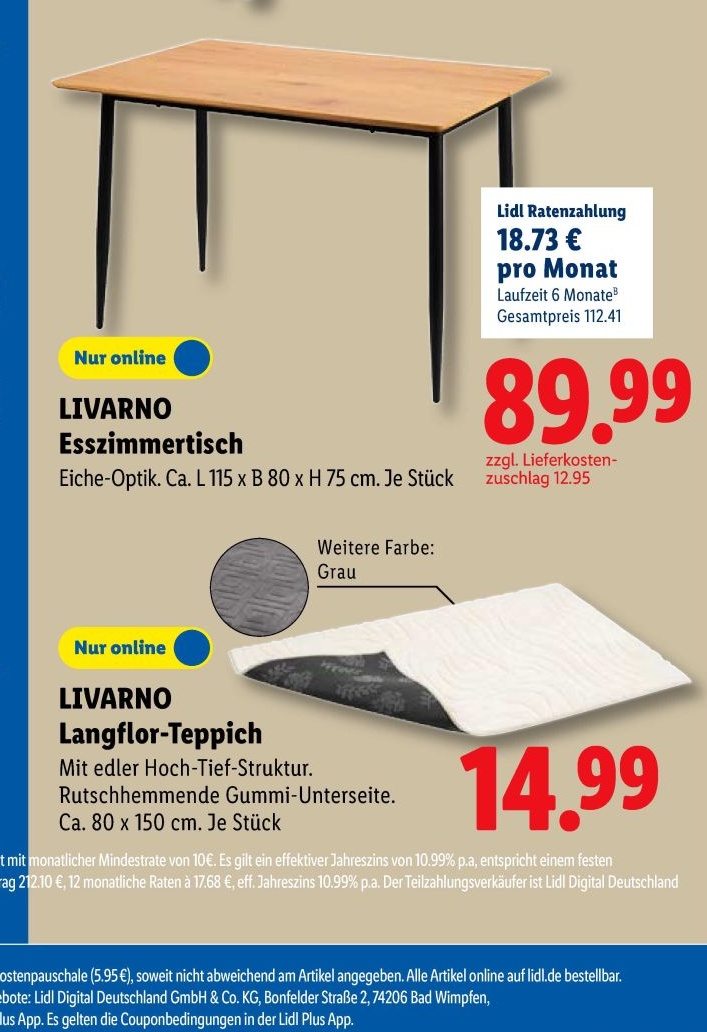 LIVARNO Esszimmertisch 115 x 80 cm Angebot ab Montag, dem 21. September 2026